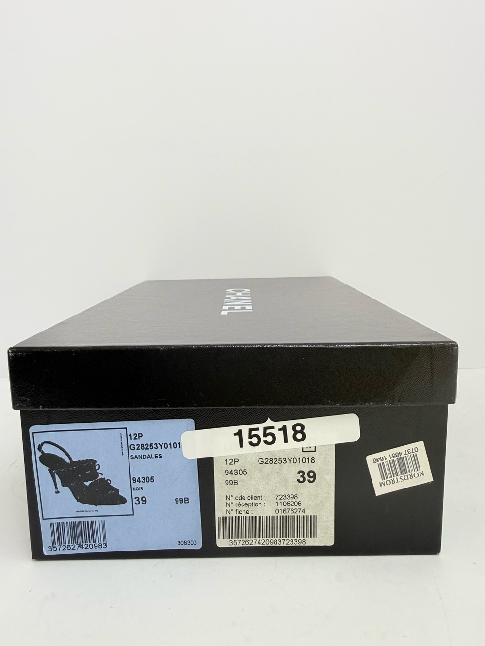 Chanel 12P Black Patent Fringe Bow Slingback Heels CC Logo Sandals EU 39 - Picture 11 of 11